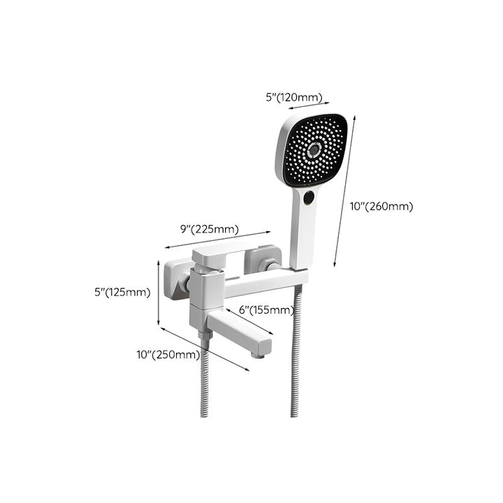 Lisslune | White Bath Water Faucet Trim Single Lever Handle Swivel Spout Wall Mounted Hand Shower Bathtub Filler