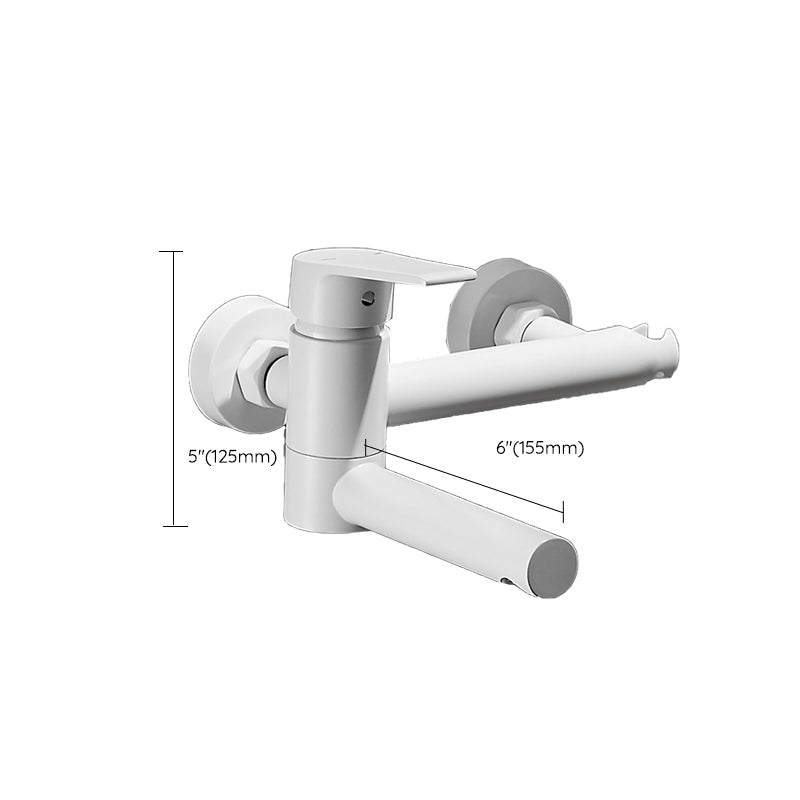 Lisslune | White Bath Water Faucet Trim Single Lever Handle Swivel Spout Wall Mounted Hand Shower Bathtub Filler
