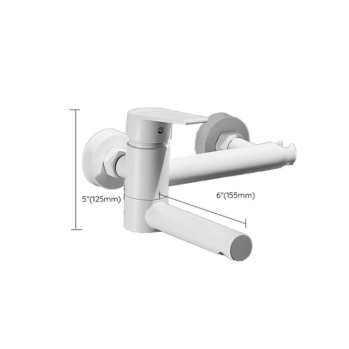 Lisslune | White Bath Water Faucet Trim Single Lever Handle Swivel Spout Wall Mounted Hand Shower Bathtub Filler