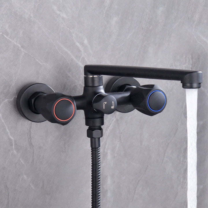 Lisslune | Modern Bathtub Faucet Trim Black Wall Mounted Swivel Spout with Hand Shower
