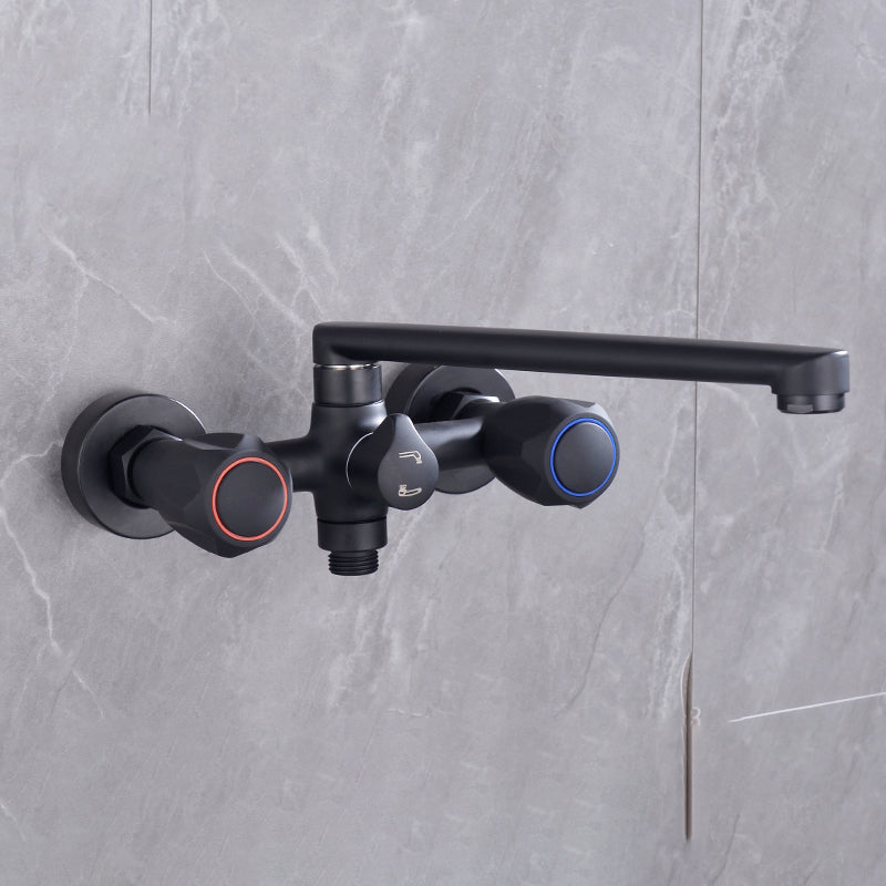 Lisslune | Modern Bathtub Faucet Trim Black Wall Mounted Swivel Spout with Hand Shower