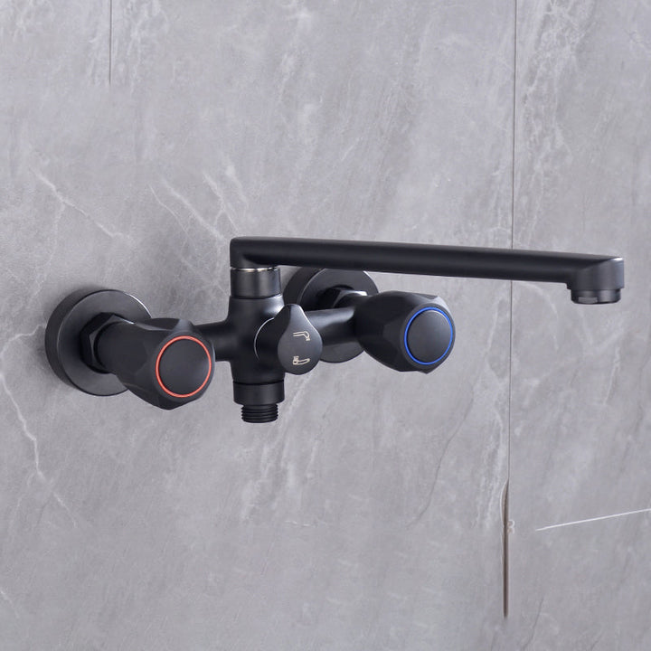 Lisslune | Modern Bathtub Faucet Trim Black Wall Mounted Swivel Spout with Hand Shower