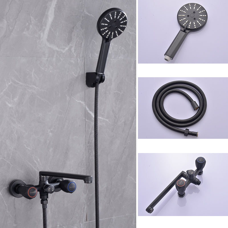 Lisslune | Modern Bathtub Faucet Trim Black Wall Mounted Swivel Spout with Hand Shower