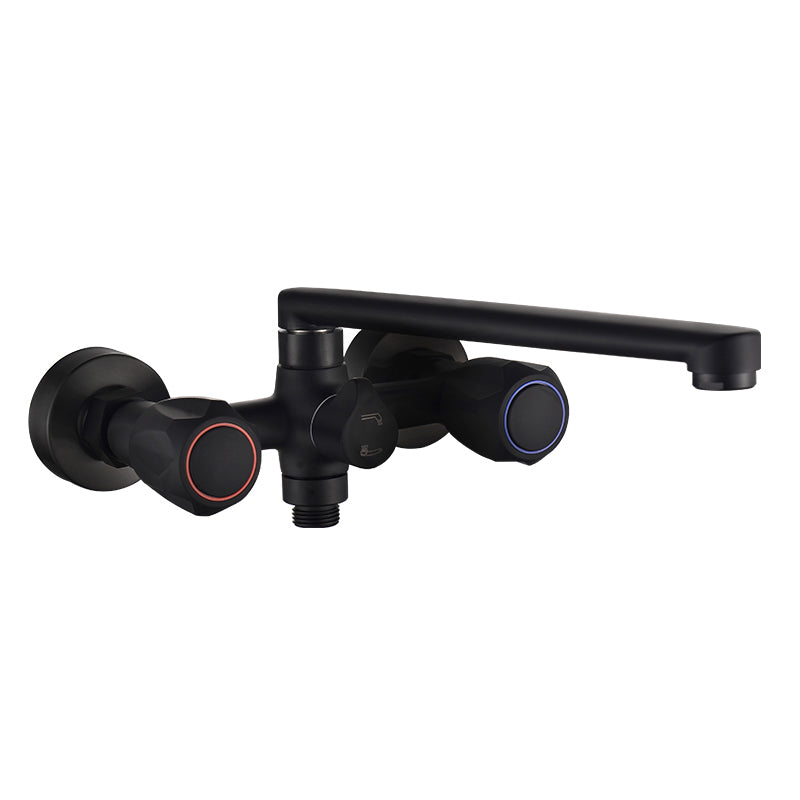 Lisslune | Modern Bathtub Faucet Trim Black Wall Mounted Swivel Spout with Hand Shower