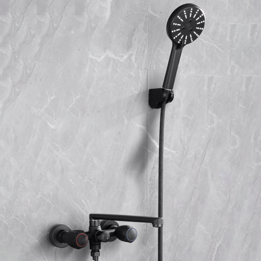 Lisslune | Modern Bathtub Faucet Trim Black Wall Mounted Swivel Spout with Hand Shower