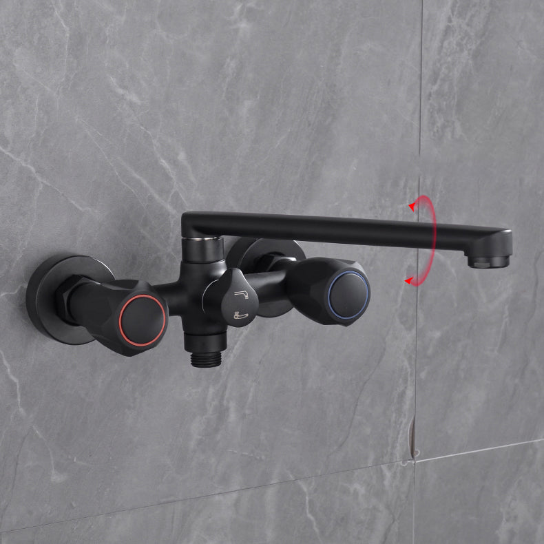 Lisslune | Modern Bathtub Faucet Trim Black Wall Mounted Swivel Spout with Hand Shower
