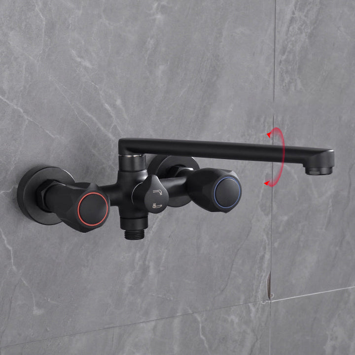 Lisslune | Modern Bathtub Faucet Trim Black Wall Mounted Swivel Spout with Hand Shower