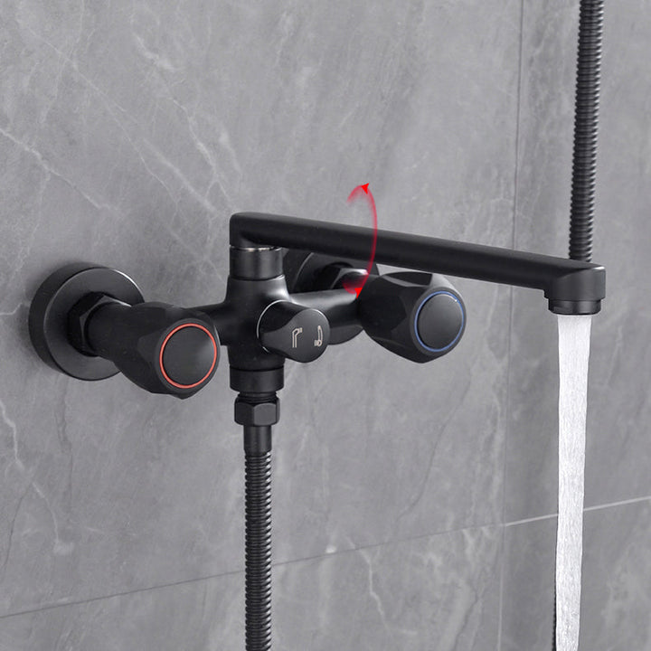 Lisslune | Modern Bathtub Faucet Trim Black Wall Mounted Swivel Spout with Hand Shower