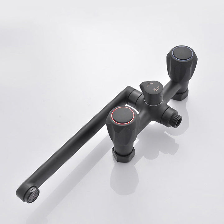 Lisslune | Modern Bathtub Faucet Trim Black Wall Mounted Swivel Spout with Hand Shower