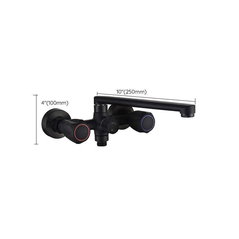 Lisslune | Modern Bathtub Faucet Trim Black Wall Mounted Swivel Spout with Hand Shower