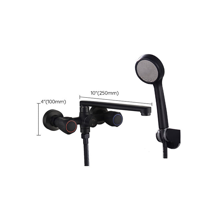 Lisslune | Modern Bathtub Faucet Trim Black Wall Mounted Swivel Spout with Hand Shower