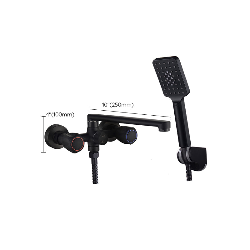 Lisslune | Modern Bathtub Faucet Trim Black Wall Mounted Swivel Spout with Hand Shower