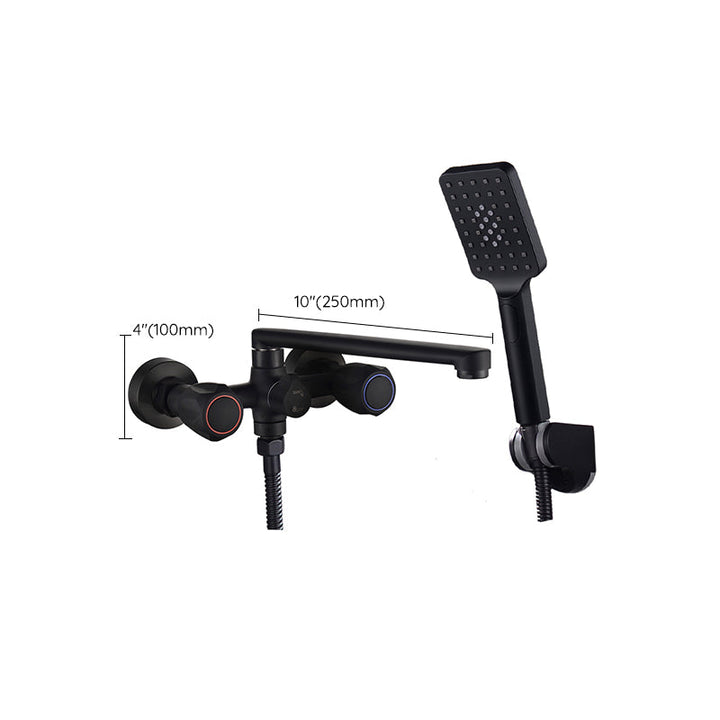 Lisslune | Modern Bathtub Faucet Trim Black Wall Mounted Swivel Spout with Hand Shower