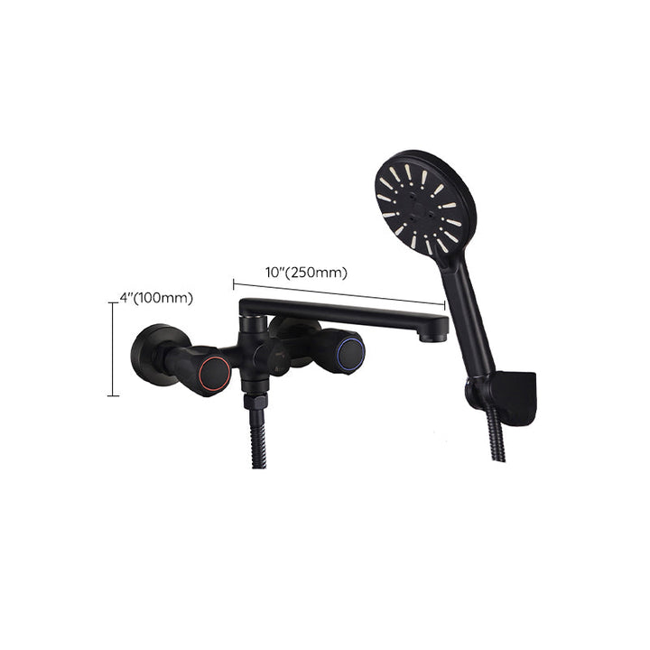 Lisslune | Modern Bathtub Faucet Trim Black Wall Mounted Swivel Spout with Hand Shower