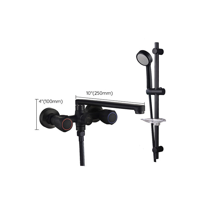 Lisslune | Modern Bathtub Faucet Trim Black Wall Mounted Swivel Spout with Hand Shower