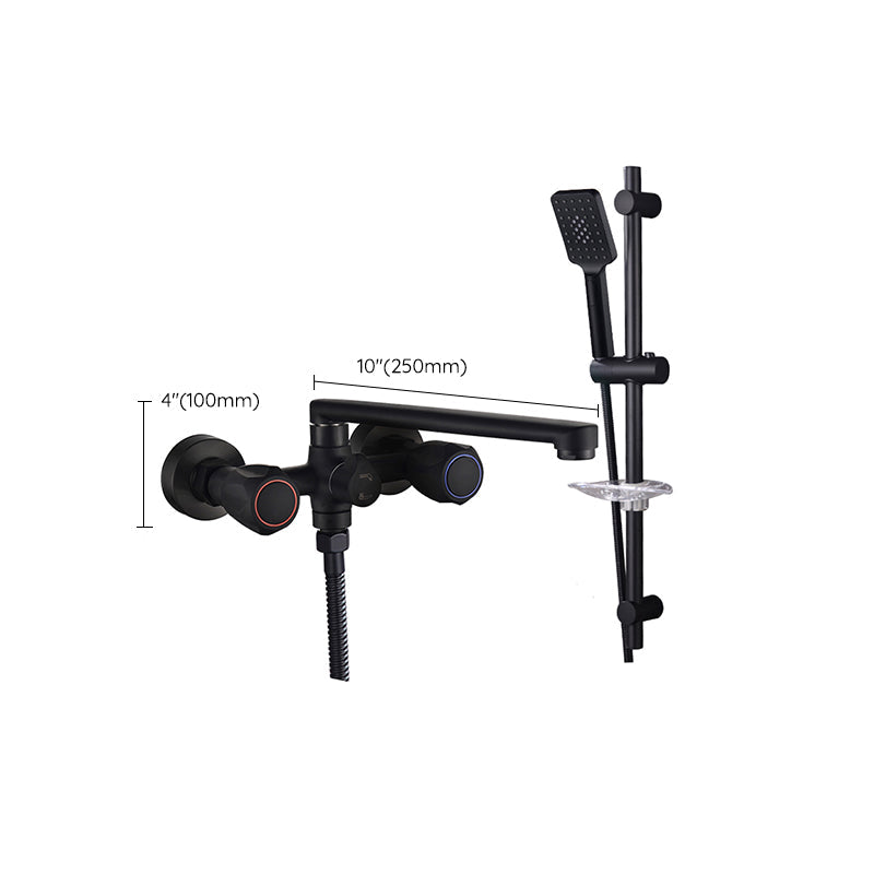 Lisslune | Modern Bathtub Faucet Trim Black Wall Mounted Swivel Spout with Hand Shower