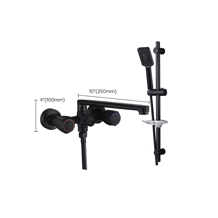 Lisslune | Modern Bathtub Faucet Trim Black Wall Mounted Swivel Spout with Hand Shower