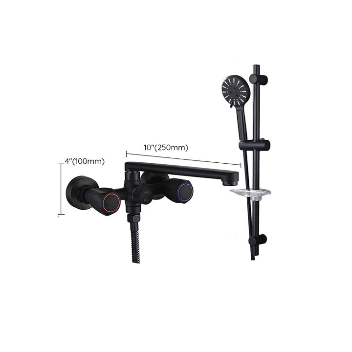 Lisslune | Modern Bathtub Faucet Trim Black Wall Mounted Swivel Spout with Hand Shower
