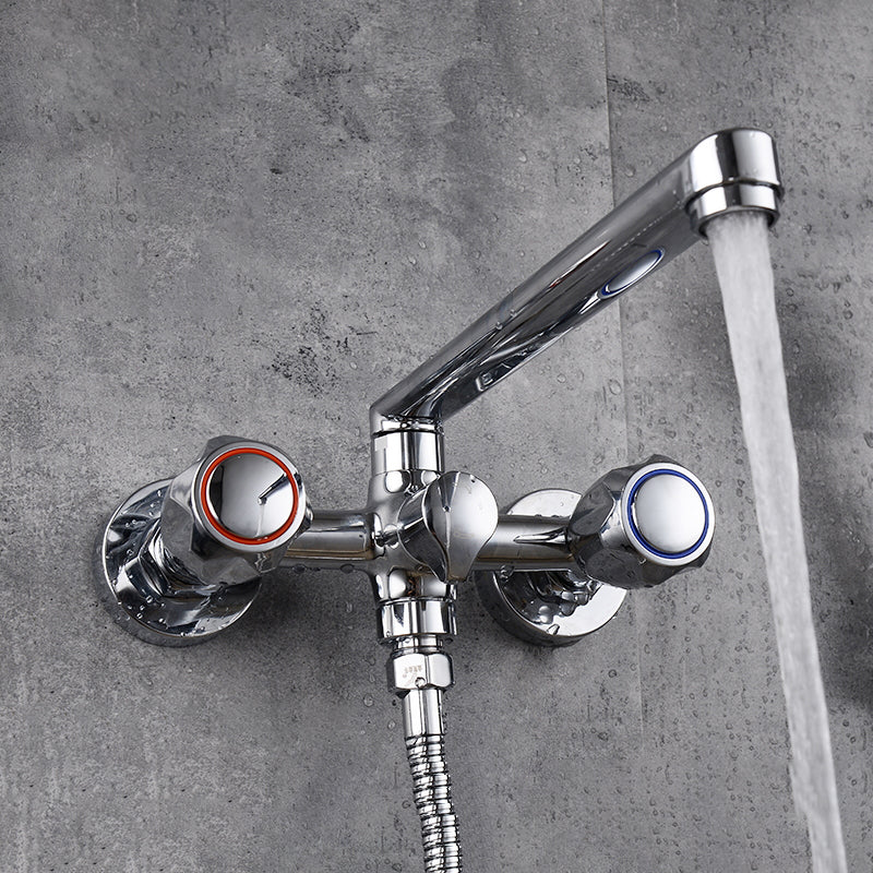 Lisslune | Contemporary Bathtub Faucet Trim Chrome Wall-Mounted Swivel Spout with Hand Shower