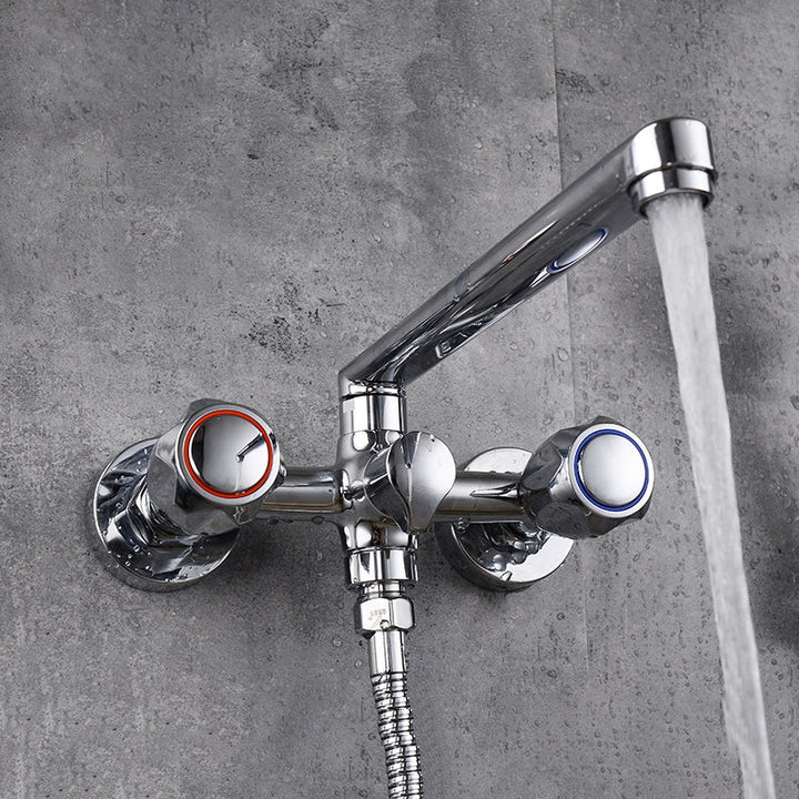 Lisslune | Contemporary Bathtub Faucet Trim Chrome Wall-Mounted Swivel Spout with Hand Shower
