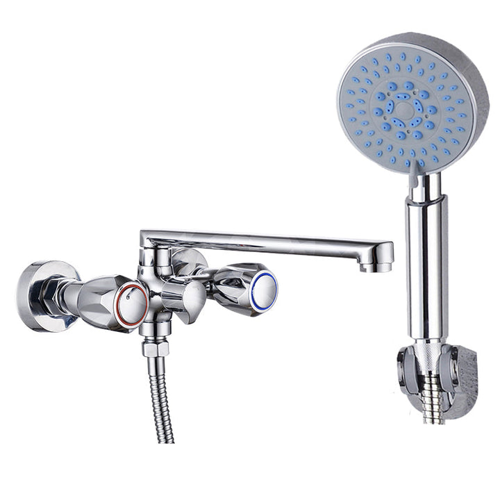 Lisslune | Contemporary Bathtub Faucet Trim Chrome Wall-Mounted Swivel Spout with Hand Shower
