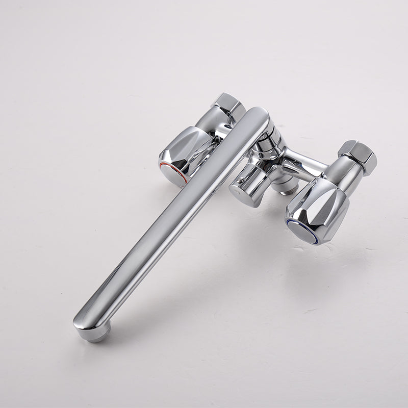 Lisslune | Contemporary Bathtub Faucet Trim Chrome Wall-Mounted Swivel Spout with Hand Shower