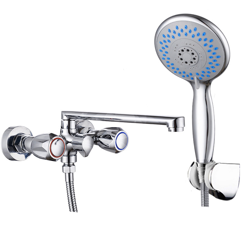 Lisslune | Contemporary Bathtub Faucet Trim Chrome Wall-Mounted Swivel Spout with Hand Shower