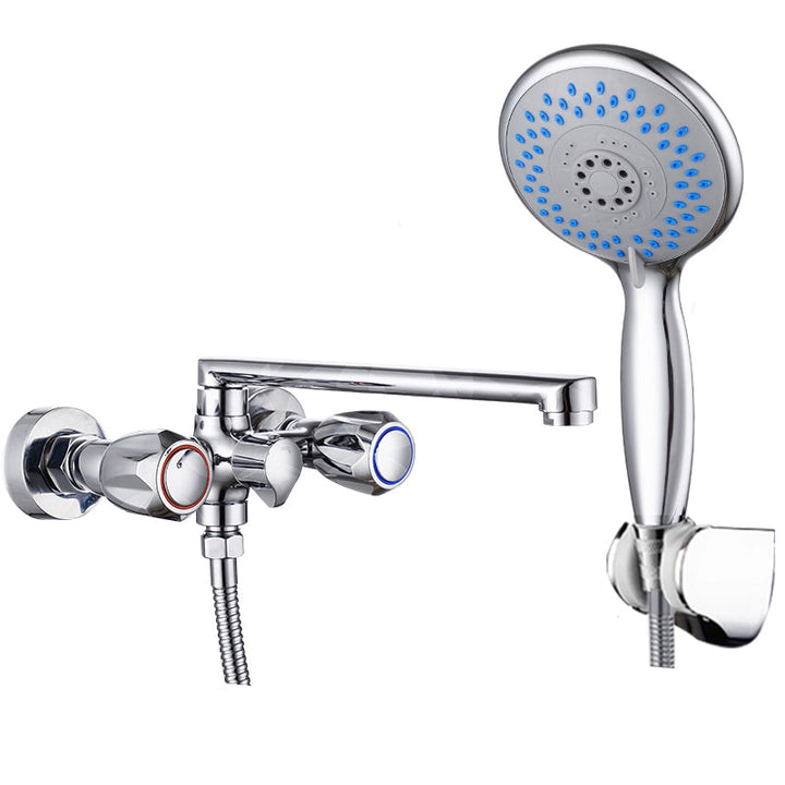 Lisslune | Contemporary Bathtub Faucet Trim Chrome Wall-Mounted Swivel Spout with Hand Shower