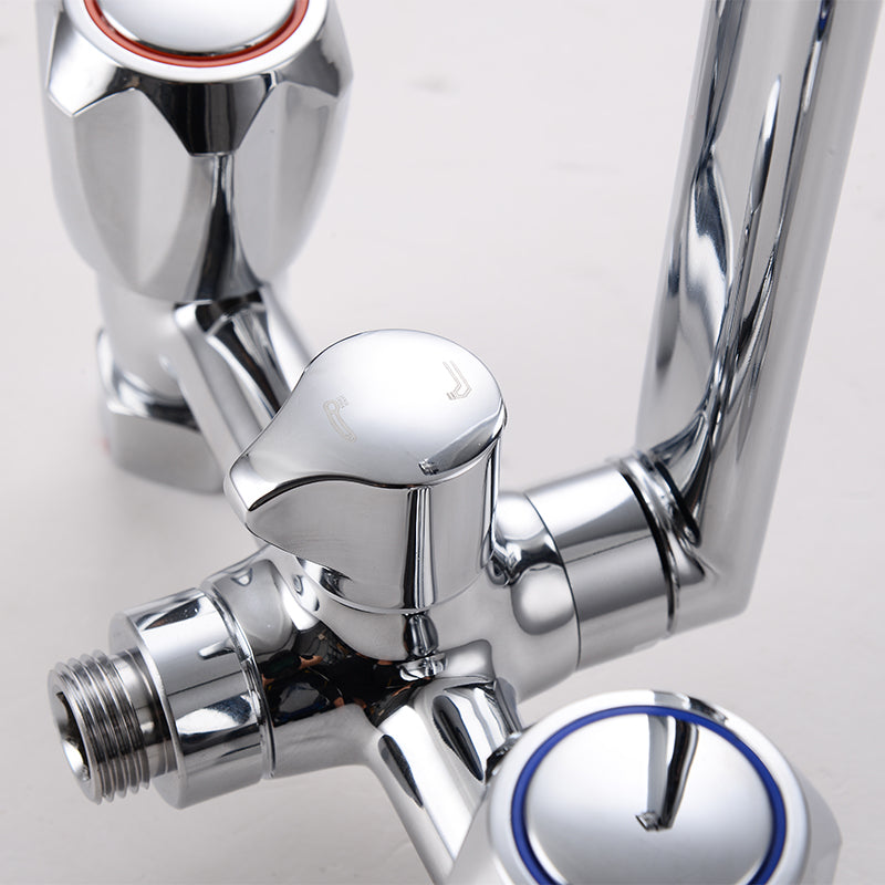 Lisslune | Contemporary Bathtub Faucet Trim Chrome Wall-Mounted Swivel Spout with Hand Shower