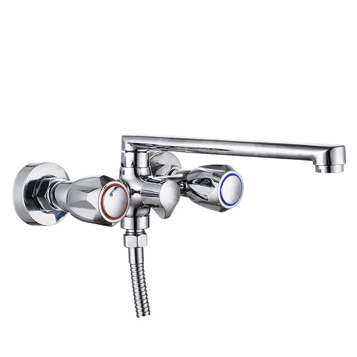 Lisslune | Contemporary Bathtub Faucet Trim Chrome Wall-Mounted Swivel Spout with Hand Shower