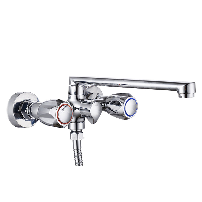 Lisslune | Contemporary Bathtub Faucet Trim Chrome Wall-Mounted Swivel Spout with Hand Shower