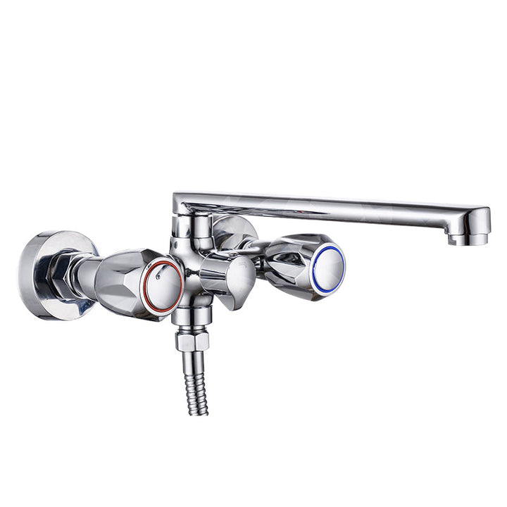 Lisslune | Contemporary Bathtub Faucet Trim Chrome Wall-Mounted Swivel Spout with Hand Shower