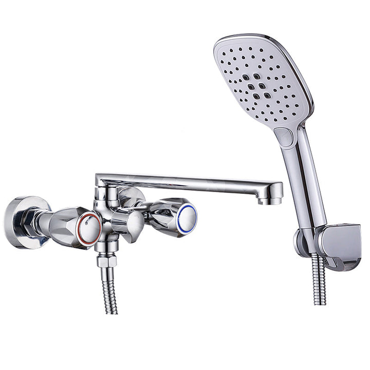 Lisslune | Contemporary Bathtub Faucet Trim Chrome Wall-Mounted Swivel Spout with Hand Shower