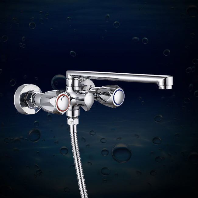 Lisslune | Contemporary Bathtub Faucet Trim Chrome Wall-Mounted Swivel Spout with Hand Shower