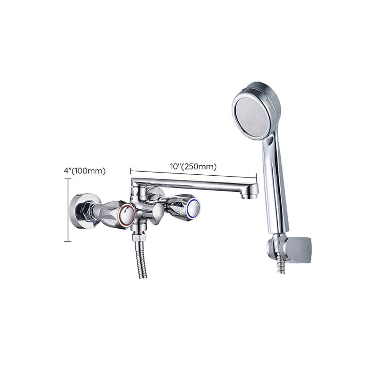 Lisslune | Contemporary Bathtub Faucet Trim Chrome Wall-Mounted Swivel Spout with Hand Shower