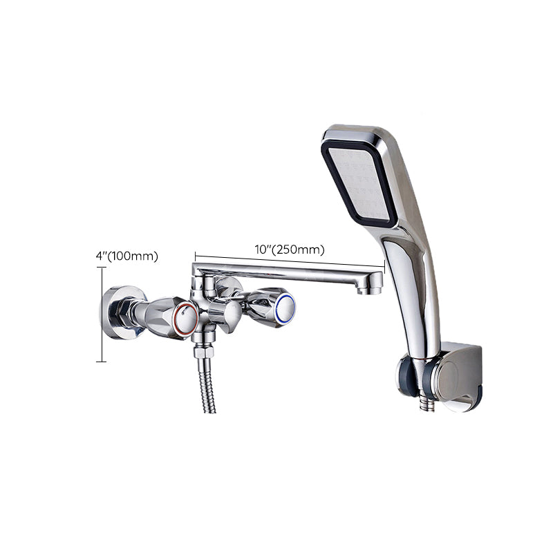 Lisslune | Contemporary Bathtub Faucet Trim Chrome Wall-Mounted Swivel Spout with Hand Shower
