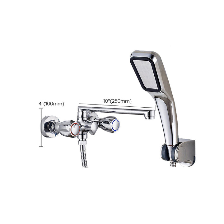 Lisslune | Contemporary Bathtub Faucet Trim Chrome Wall-Mounted Swivel Spout with Hand Shower
