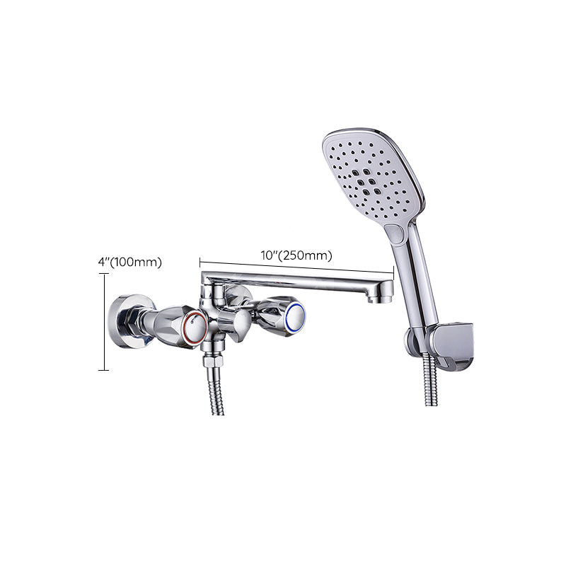 Lisslune | Contemporary Bathtub Faucet Trim Chrome Wall-Mounted Swivel Spout with Hand Shower