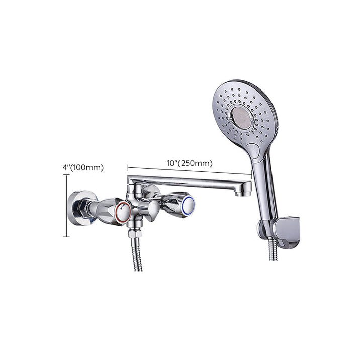 Lisslune | Contemporary Bathtub Faucet Trim Chrome Wall-Mounted Swivel Spout with Hand Shower