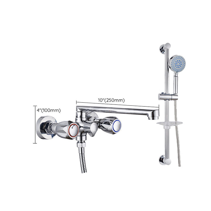 Lisslune | Contemporary Bathtub Faucet Trim Chrome Wall-Mounted Swivel Spout with Hand Shower
