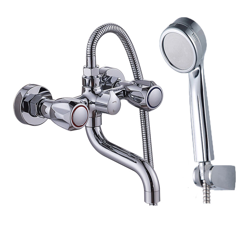Lisslune | Chrome Bathroom Faucet Trim Wall-mounted Swing Faucet with Hand Shower