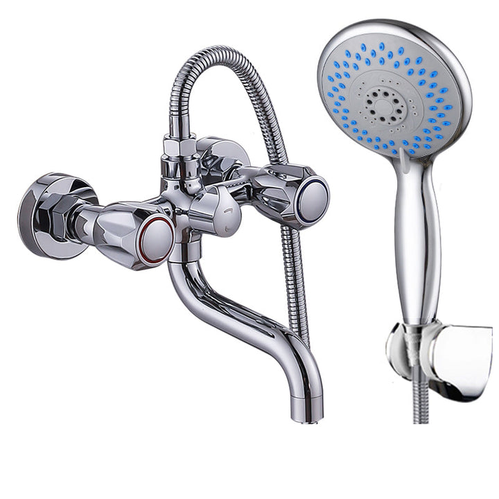 Lisslune | Chrome Bathroom Faucet Trim Wall-mounted Swing Faucet with Hand Shower