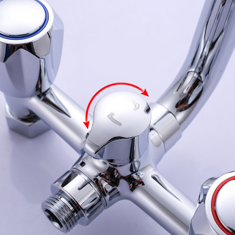 Lisslune | Chrome Bathroom Faucet Trim Wall-mounted Swing Faucet with Hand Shower