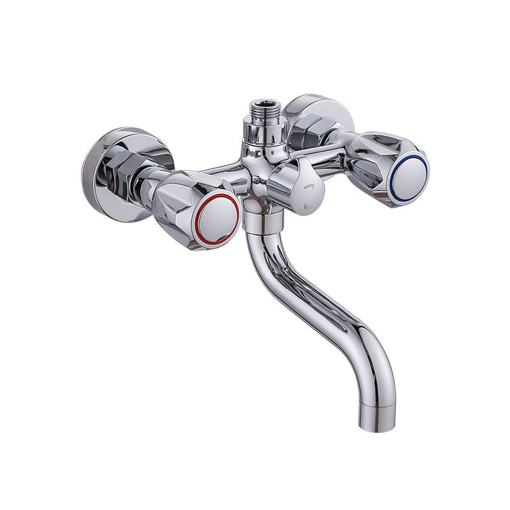 Lisslune | Chrome Bathroom Faucet Trim Wall-mounted Swing Faucet with Hand Shower