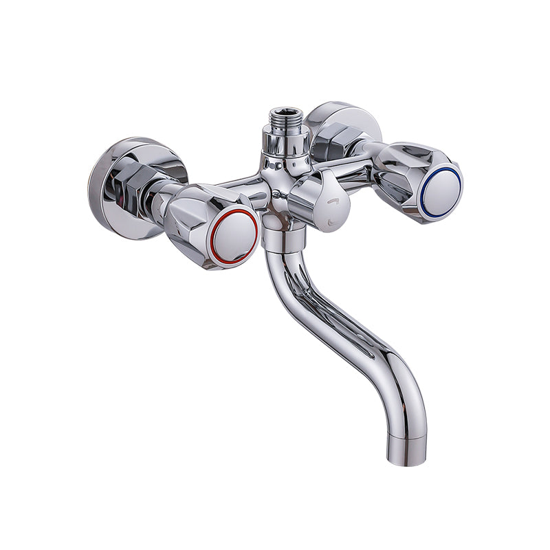 Lisslune | Chrome Bathroom Faucet Trim Wall-mounted Swing Faucet with Hand Shower