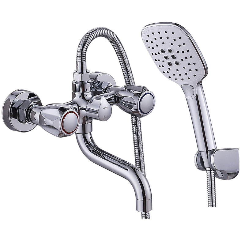 Lisslune | Chrome Bathroom Faucet Trim Wall-mounted Swing Faucet with Hand Shower