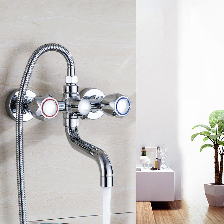 Lisslune | Chrome Bathroom Faucet Trim Wall-mounted Swing Faucet with Hand Shower
