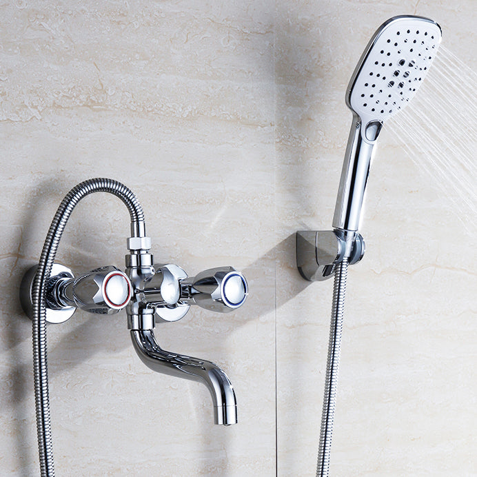 Lisslune | Chrome Bathroom Faucet Trim Wall-mounted Swing Faucet with Hand Shower