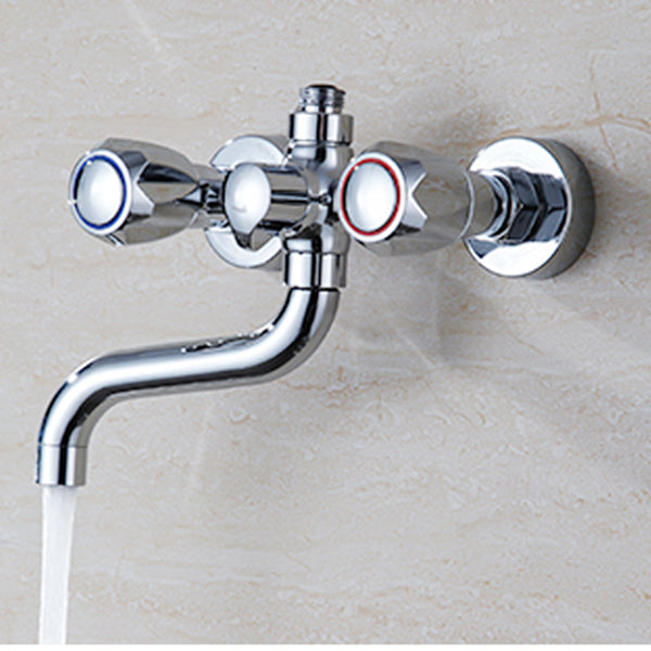 Lisslune | Chrome Bathroom Faucet Trim Wall-mounted Swing Faucet with Hand Shower