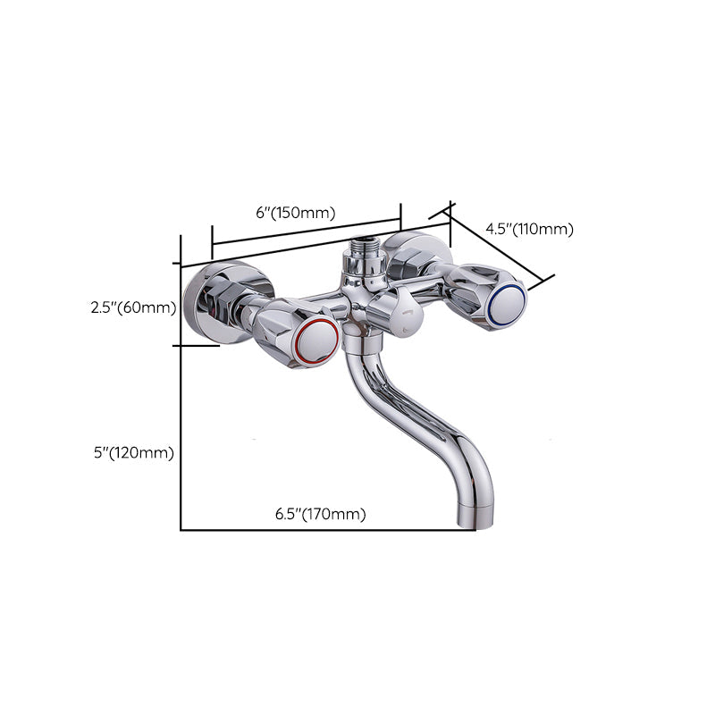 Lisslune | Chrome Bathroom Faucet Trim Wall-mounted Swing Faucet with Hand Shower